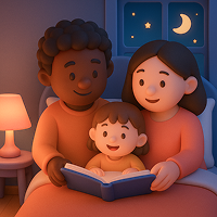 Warm bedtime story moments